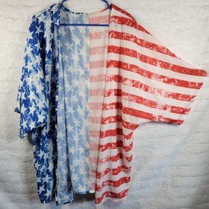 2XL Women's duster open front American flag
